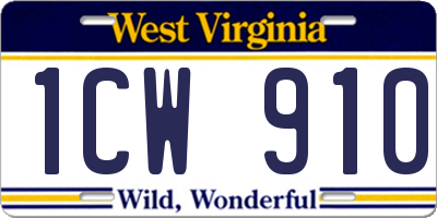 WV license plate 1CW910