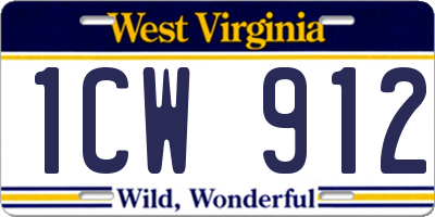 WV license plate 1CW912