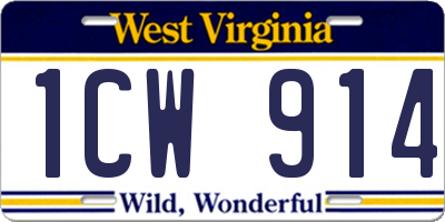 WV license plate 1CW914