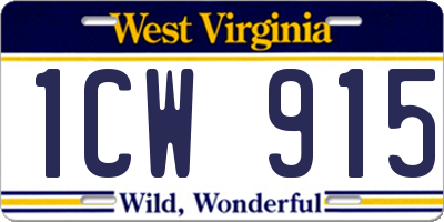 WV license plate 1CW915