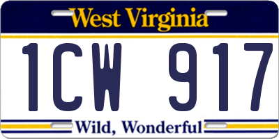 WV license plate 1CW917