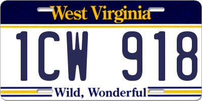 WV license plate 1CW918