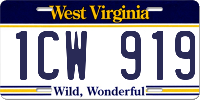 WV license plate 1CW919