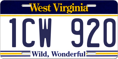 WV license plate 1CW920