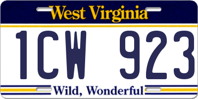 WV license plate 1CW923