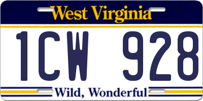 WV license plate 1CW928