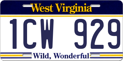 WV license plate 1CW929