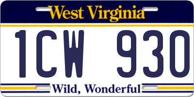 WV license plate 1CW930