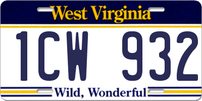 WV license plate 1CW932