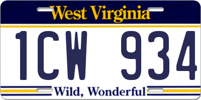 WV license plate 1CW934