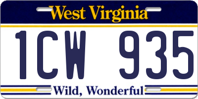 WV license plate 1CW935