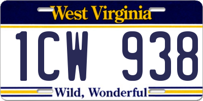 WV license plate 1CW938