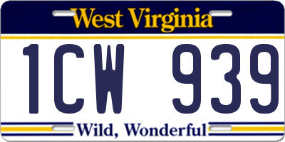 WV license plate 1CW939
