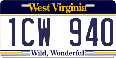 WV license plate 1CW940