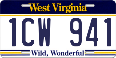 WV license plate 1CW941
