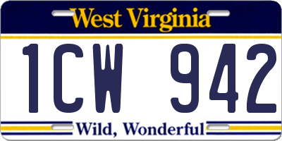 WV license plate 1CW942
