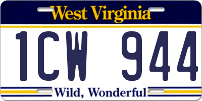 WV license plate 1CW944