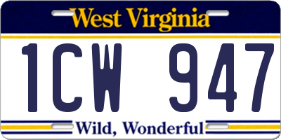 WV license plate 1CW947