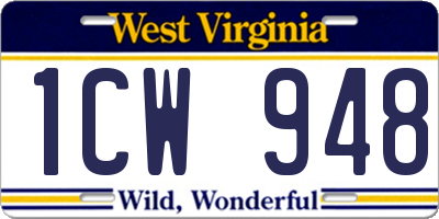 WV license plate 1CW948