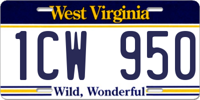 WV license plate 1CW950