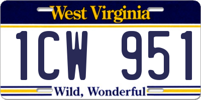 WV license plate 1CW951