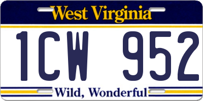 WV license plate 1CW952