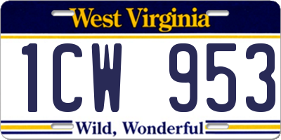 WV license plate 1CW953