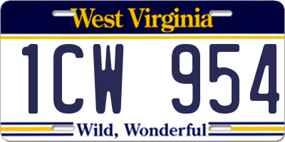 WV license plate 1CW954