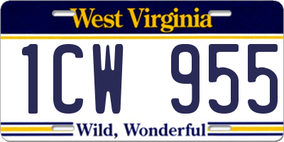 WV license plate 1CW955