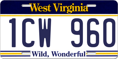 WV license plate 1CW960