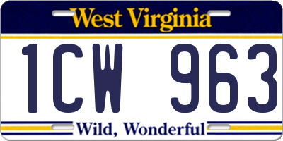 WV license plate 1CW963