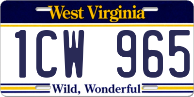 WV license plate 1CW965
