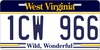 WV license plate 1CW966