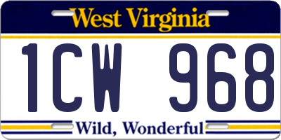 WV license plate 1CW968
