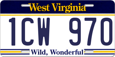 WV license plate 1CW970
