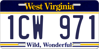 WV license plate 1CW971
