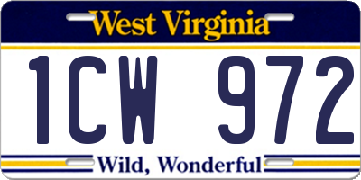 WV license plate 1CW972