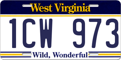 WV license plate 1CW973