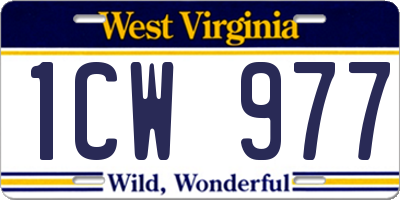 WV license plate 1CW977