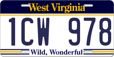WV license plate 1CW978