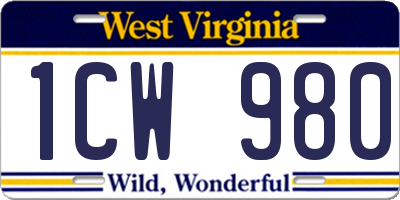 WV license plate 1CW980