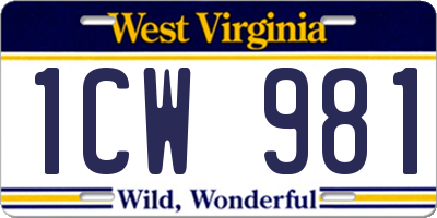 WV license plate 1CW981