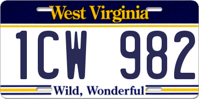 WV license plate 1CW982