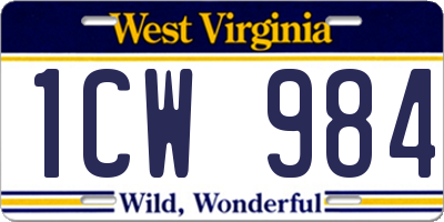 WV license plate 1CW984