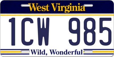WV license plate 1CW985