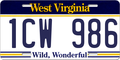 WV license plate 1CW986