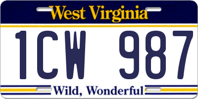 WV license plate 1CW987