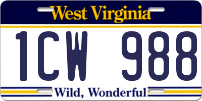 WV license plate 1CW988