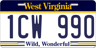 WV license plate 1CW990
