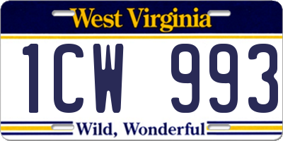 WV license plate 1CW993